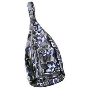 Vera Bradley Sling Backpack Blooms Shower Padded Bag Floral Gray Full Size EUC